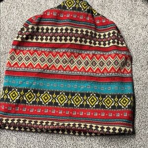 Multicolor Patterned Knit Beanie Hat